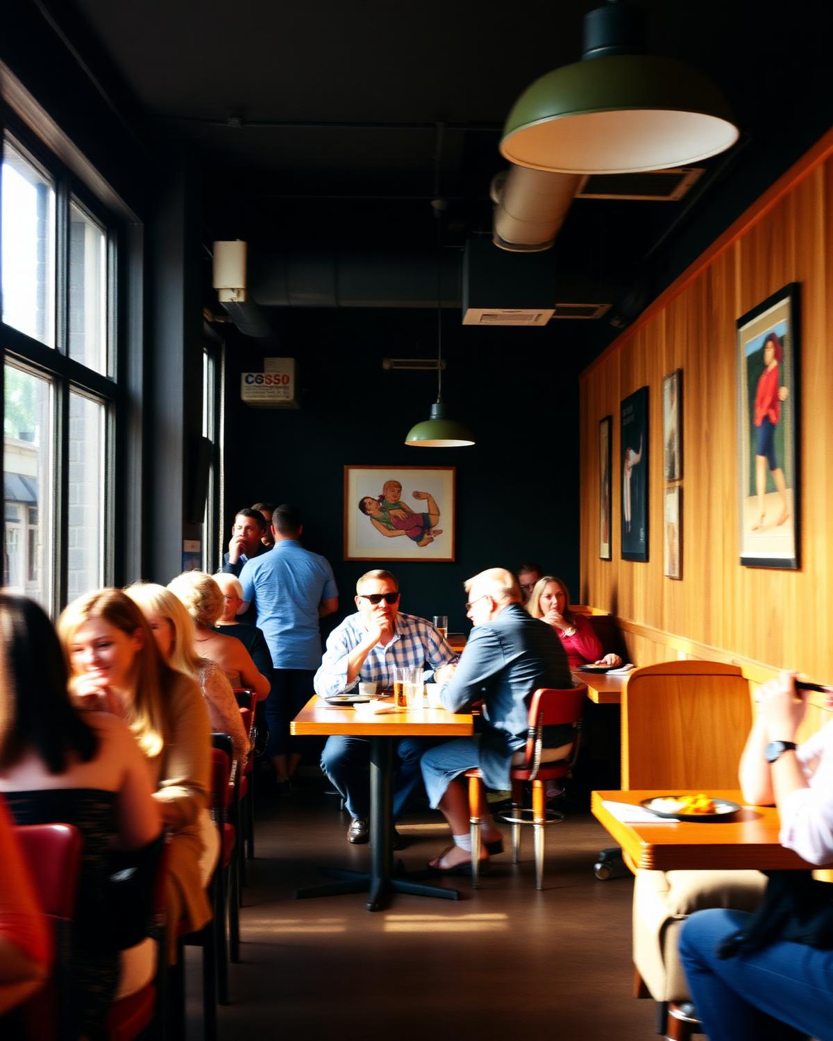 A busy casual dining room full of guests